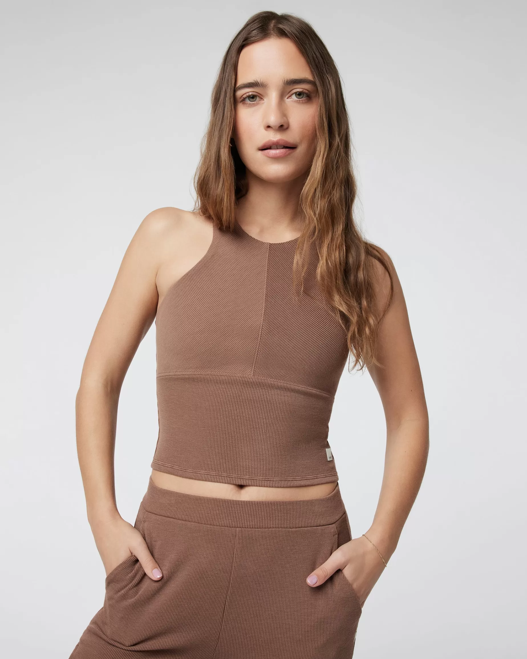 Vuori Aston Rib Crop Almond Cheap