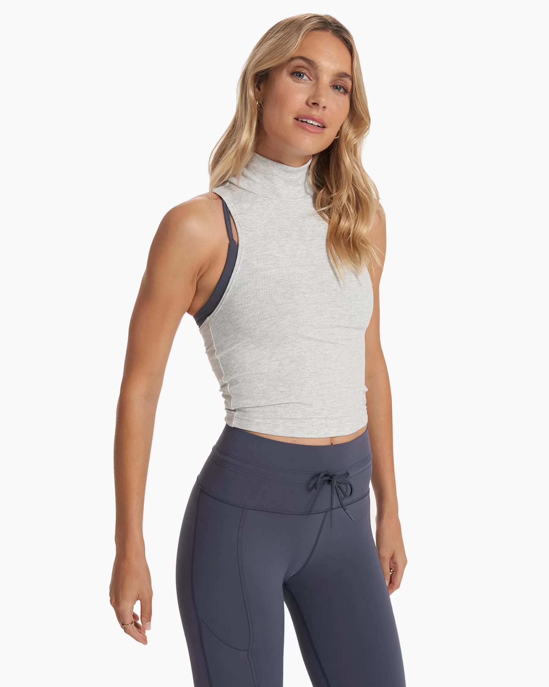 Vuori Cove Funnel Neck Tank LightHeatherGrey Flash Sale