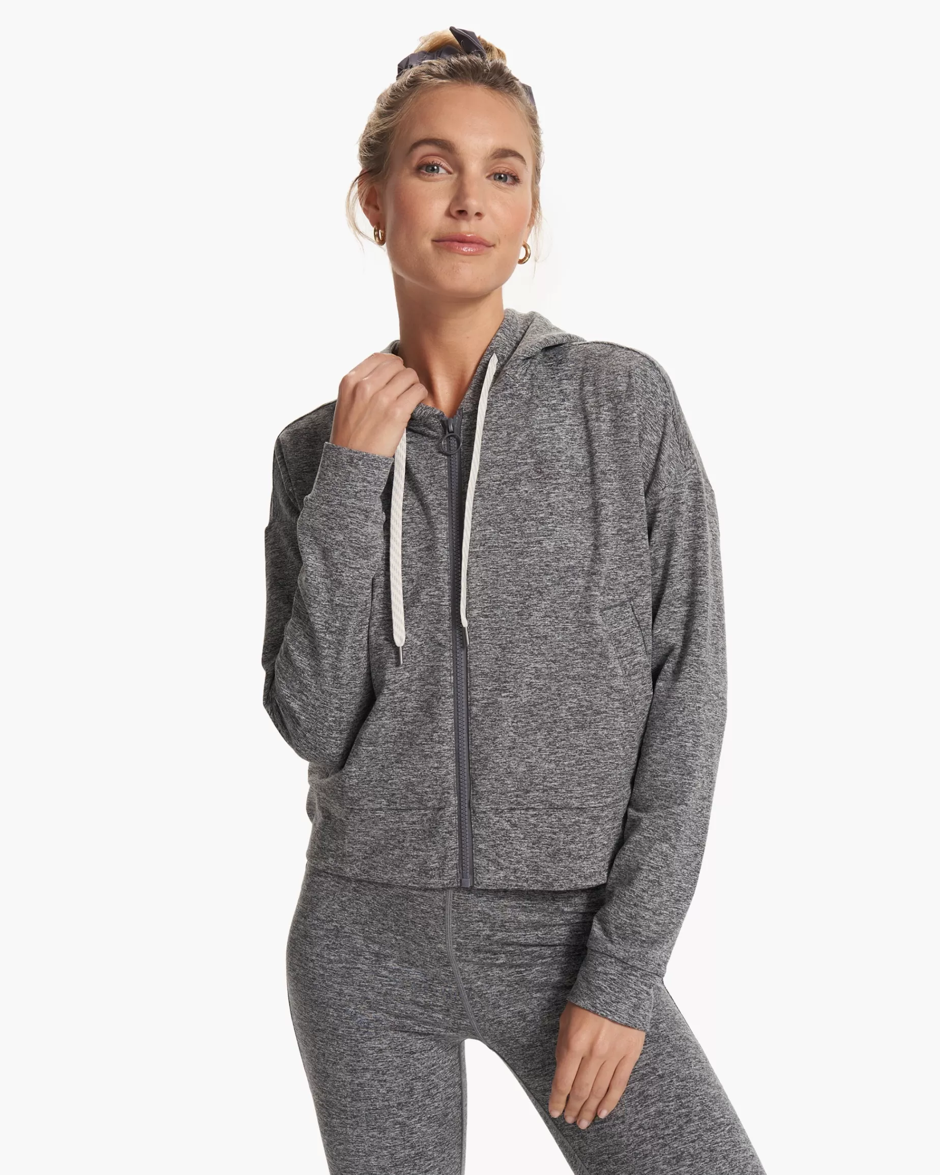 Vuori Granite Cropped Hoodie HeatherGrey Cheap