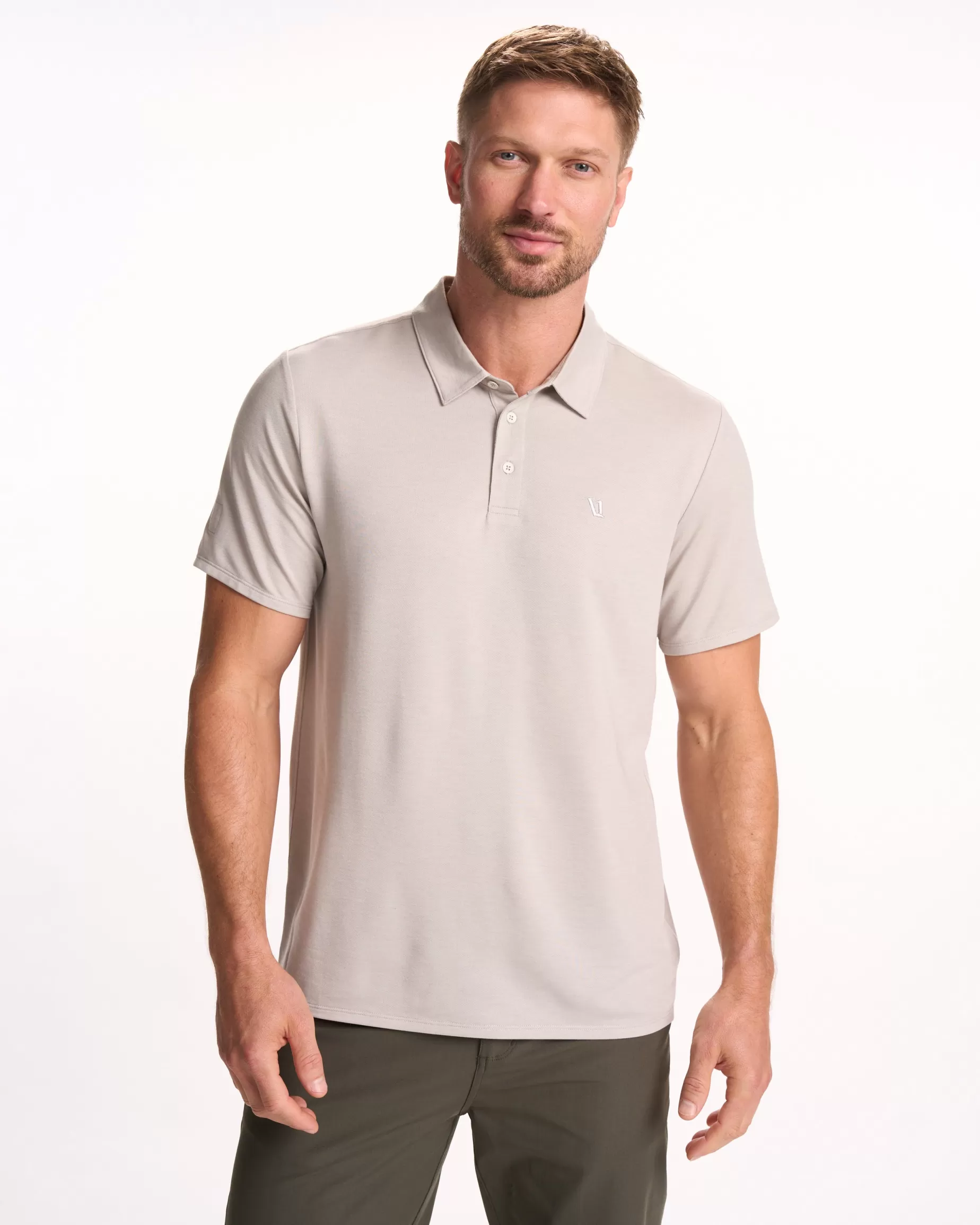 Vuori Knit Twill Polo BeachsandHeather Hot