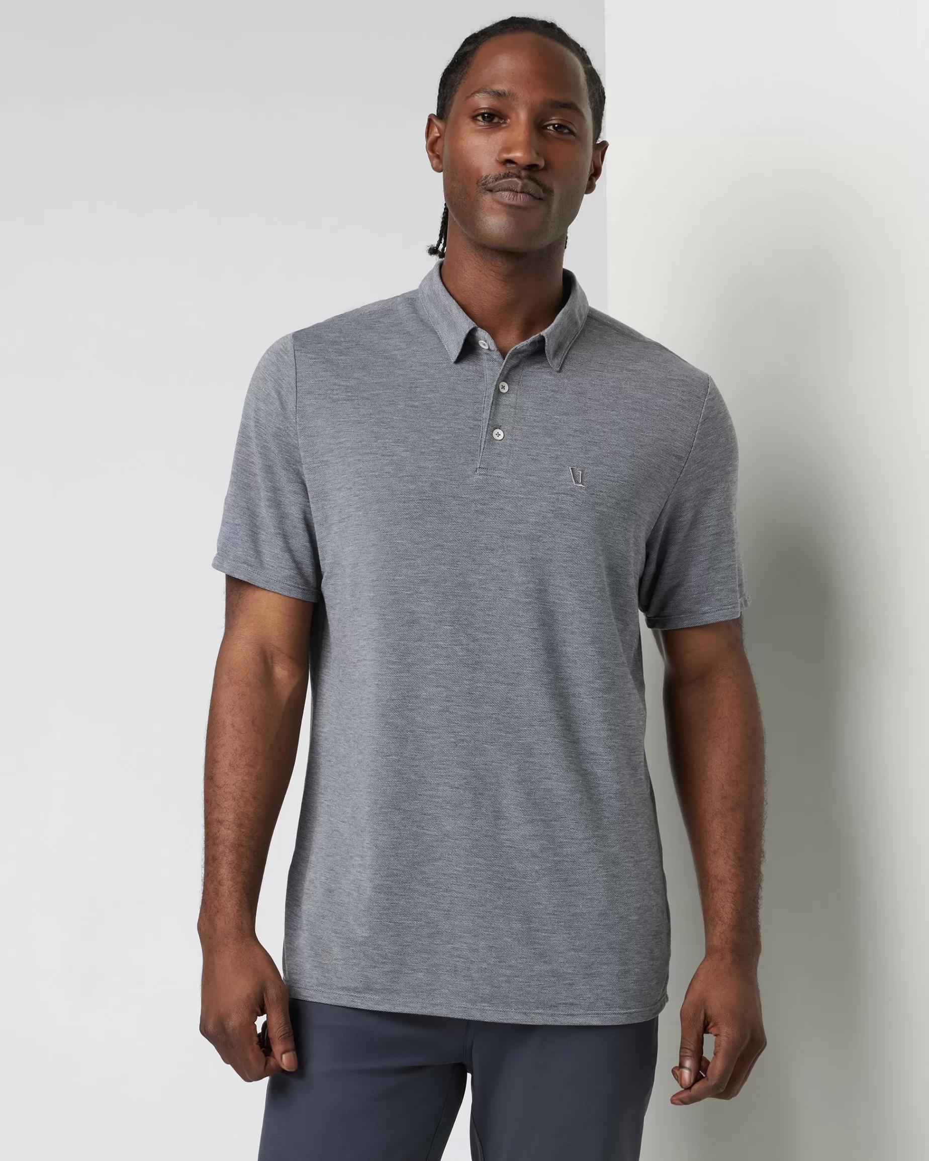 Vuori Knit Twill Polo HeatherGrey Hot