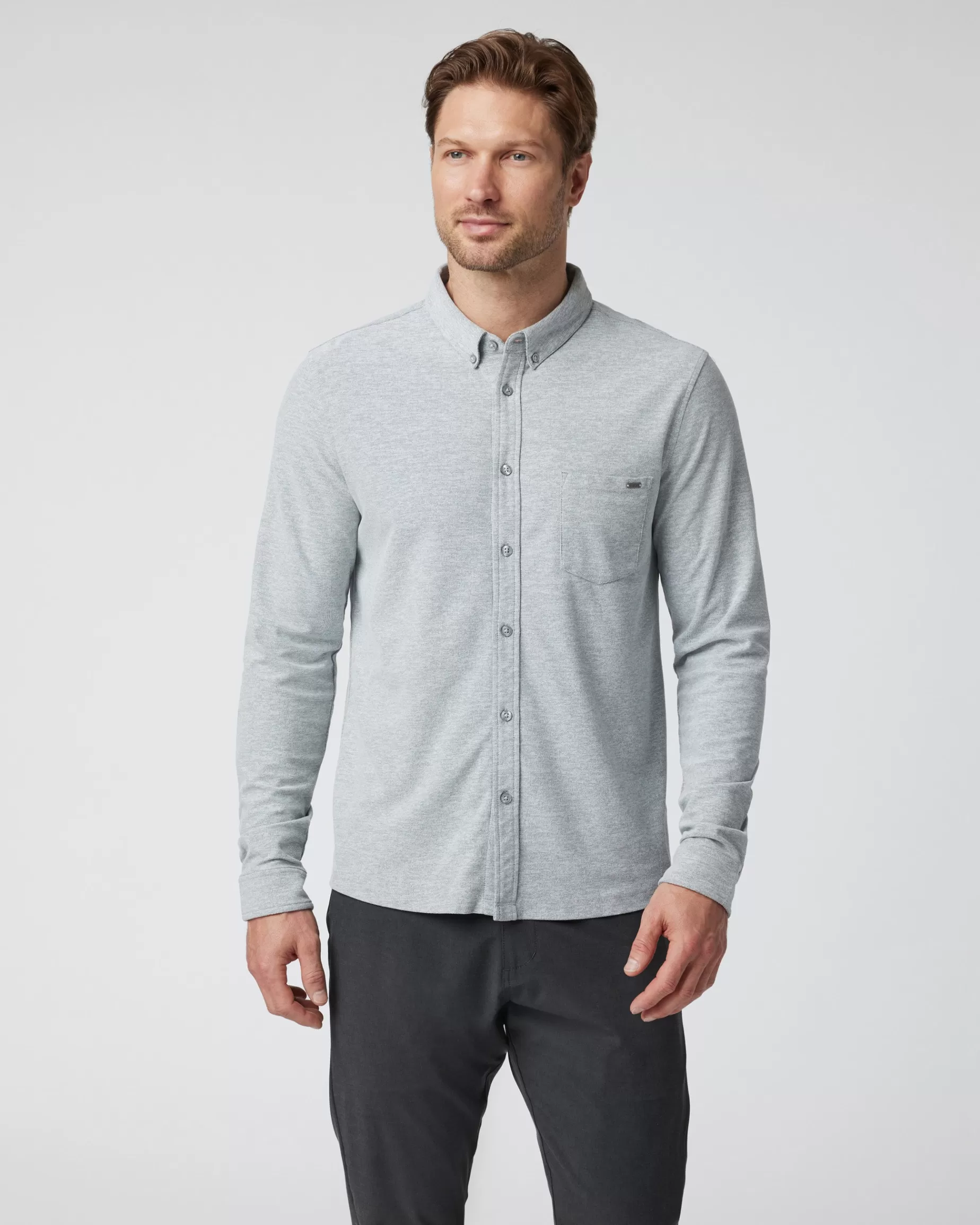 Vuori Long Sleeve Ace Button-Down LightGrey Outlet