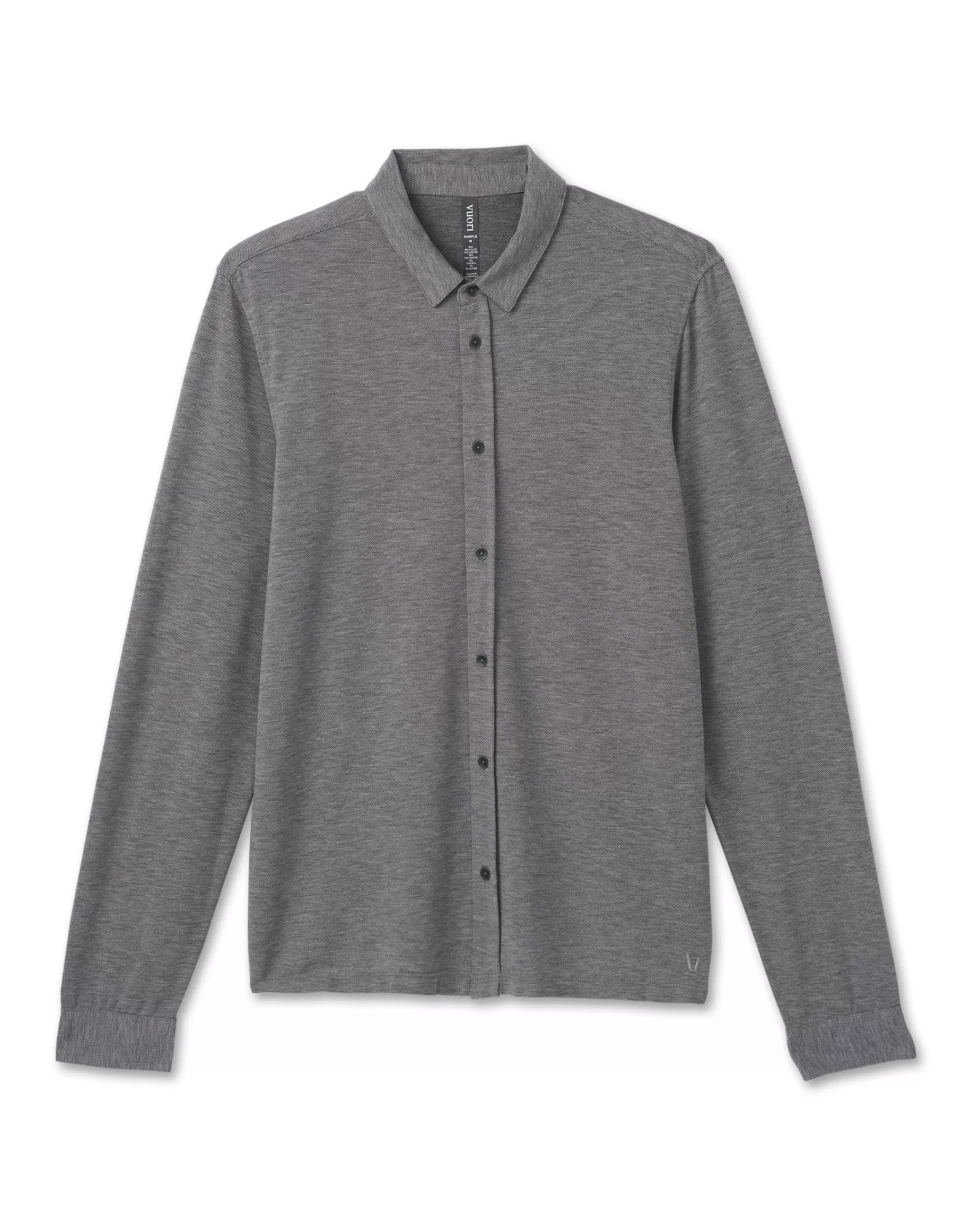 Vuori Long Sleeve Knit Twill Button Down HeatherGrey Fashion