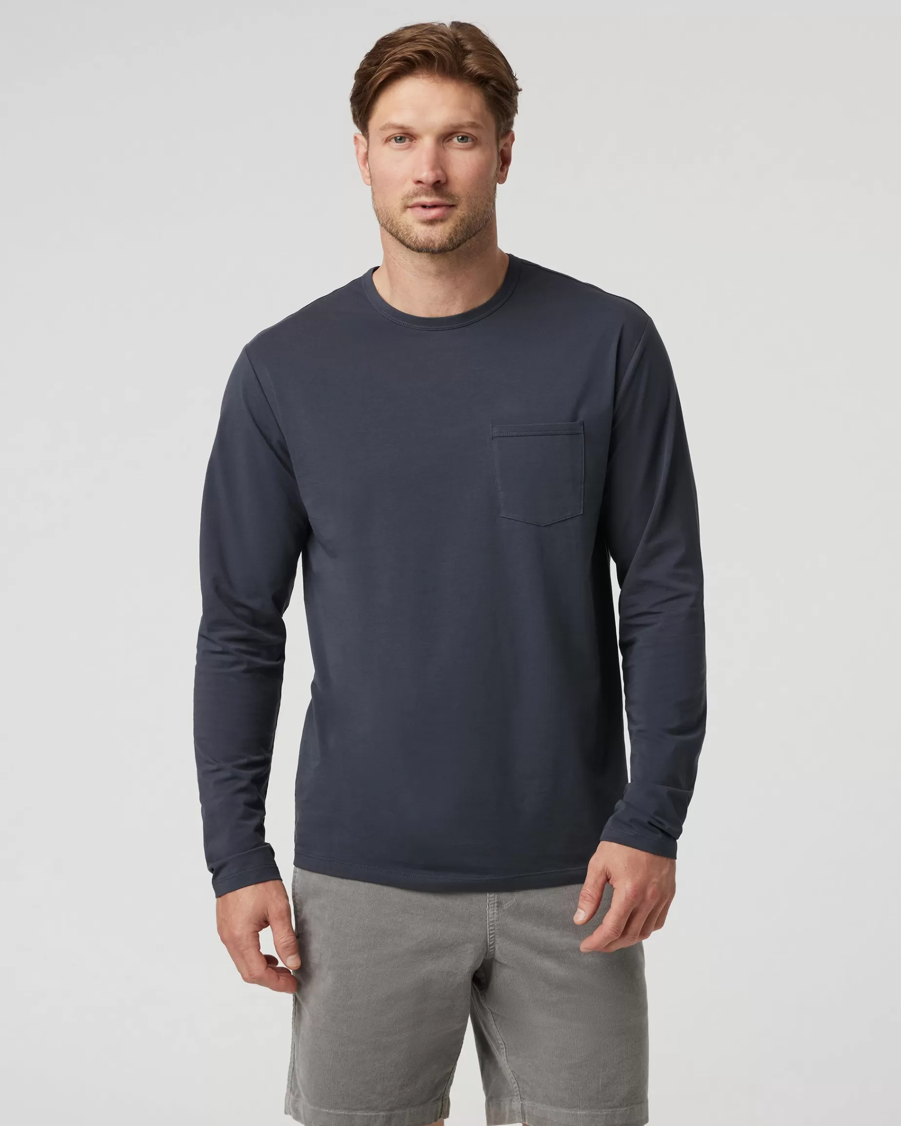 Vuori Long Sleeve Men's Feather Tee Navy Cheap