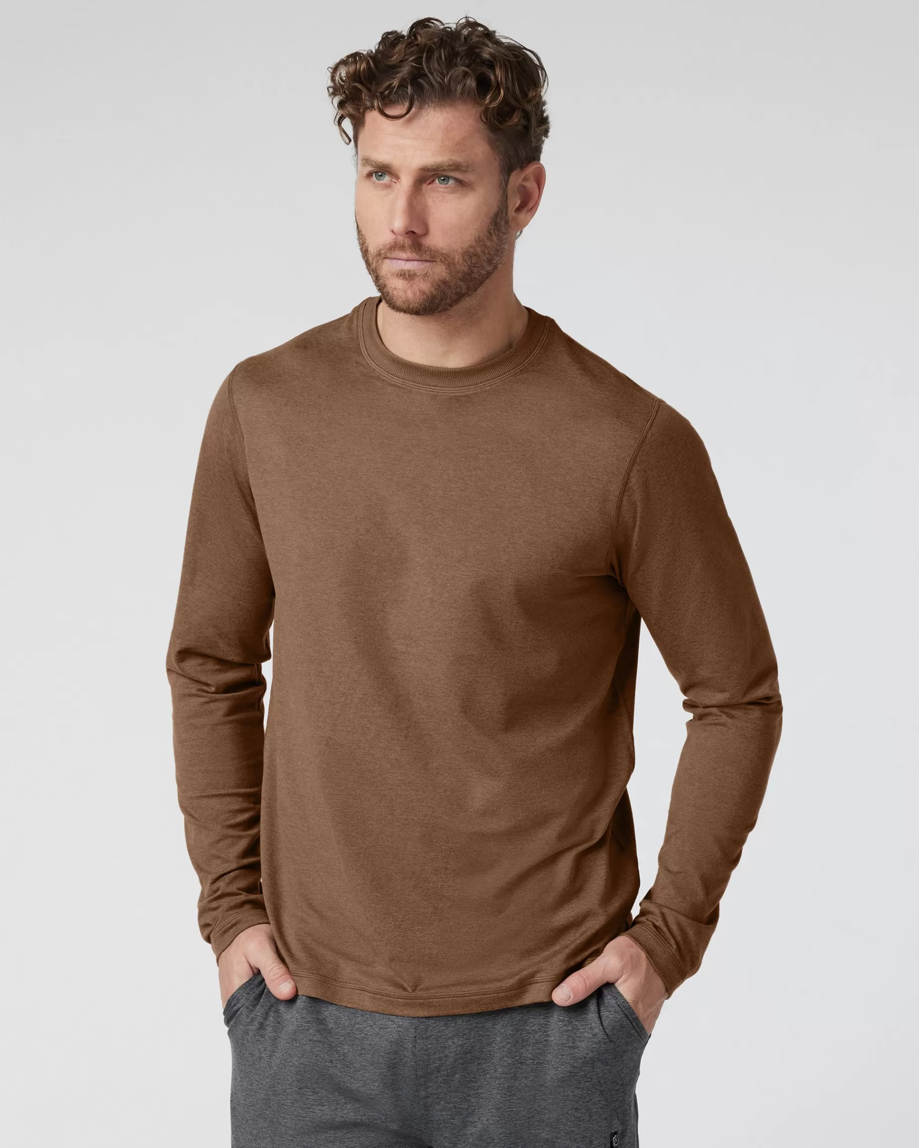 Vuori Long Sleeve Ponto Performance Tee PecanHeather New