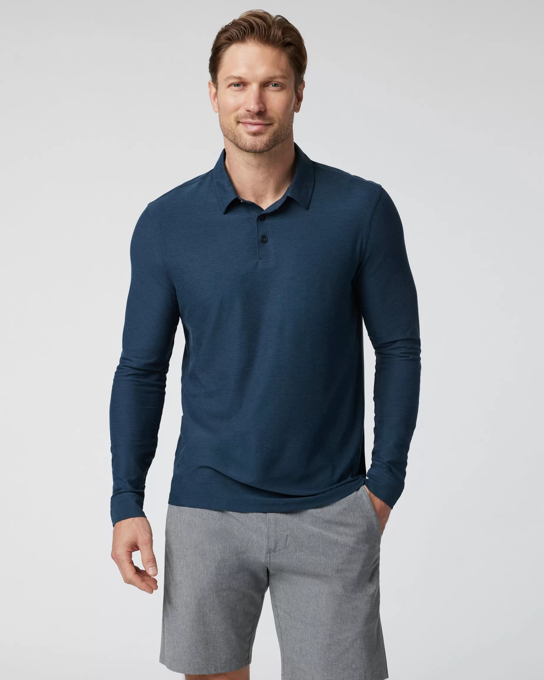 Vuori Long Sleeve Strato Tech Polo NavyHeather Cheap