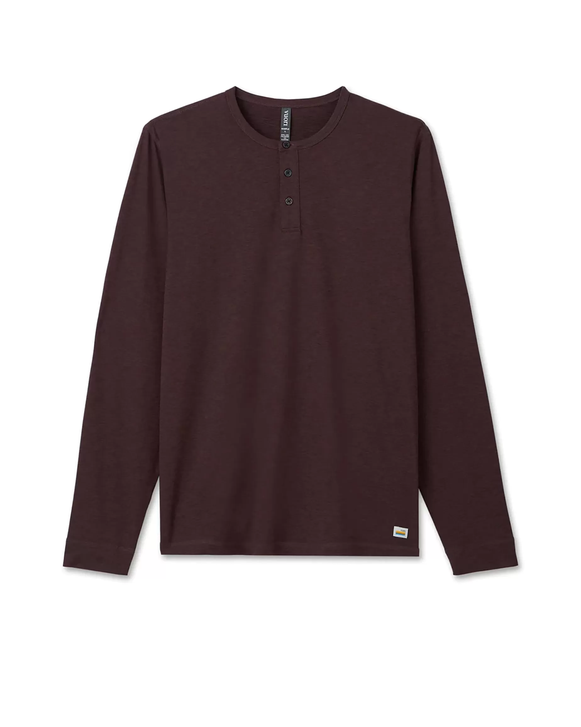 Vuori Long-Sleeve Ease Performance Henley MahoganyHeather Best