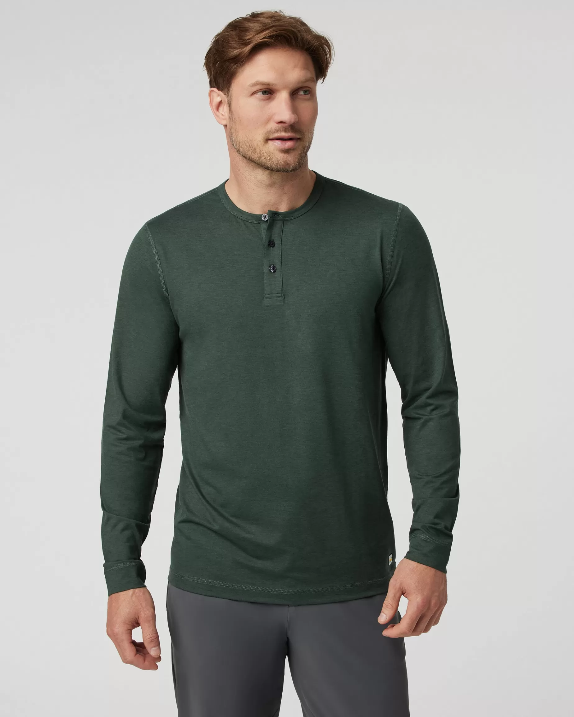 Vuori Long-Sleeve Ease Performance Henley AspenHeather Best Sale