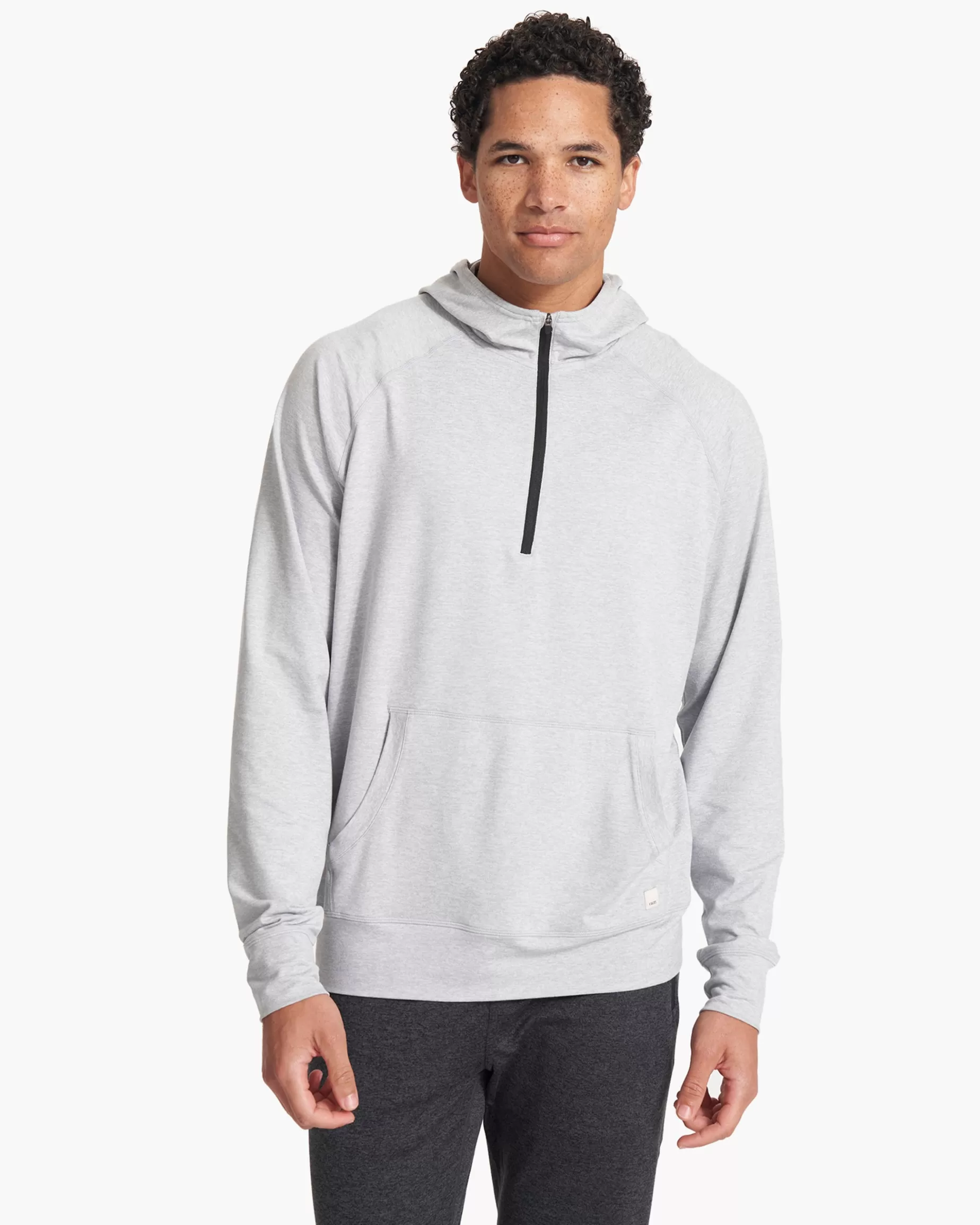 Vuori Ponto Performance Half Zip Hoodie PlatinumHeather Fashion