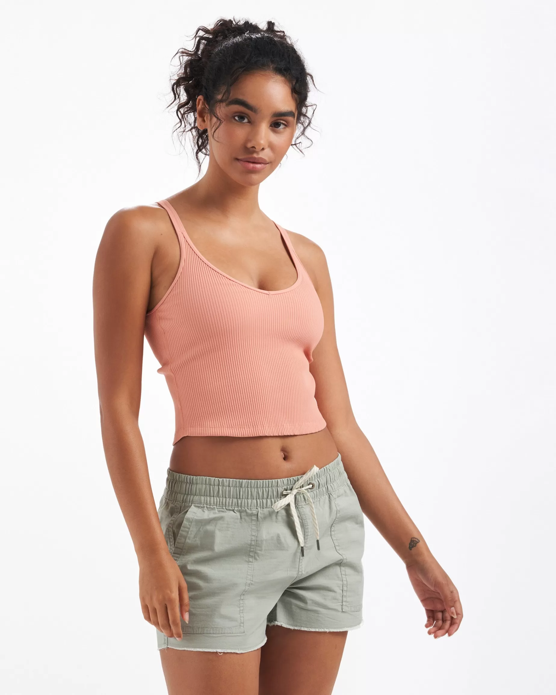 Vuori Rib Crop Tank LightCinnamon New
