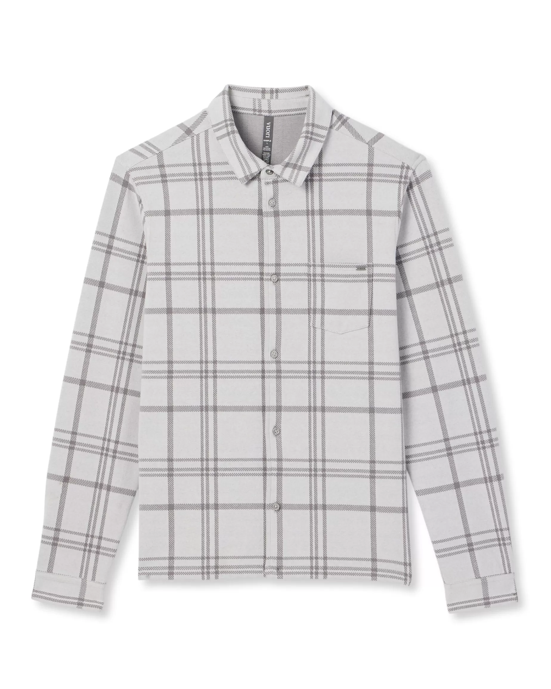 Vuori Seaview Plaid Button Down Shirt FrostGrey New