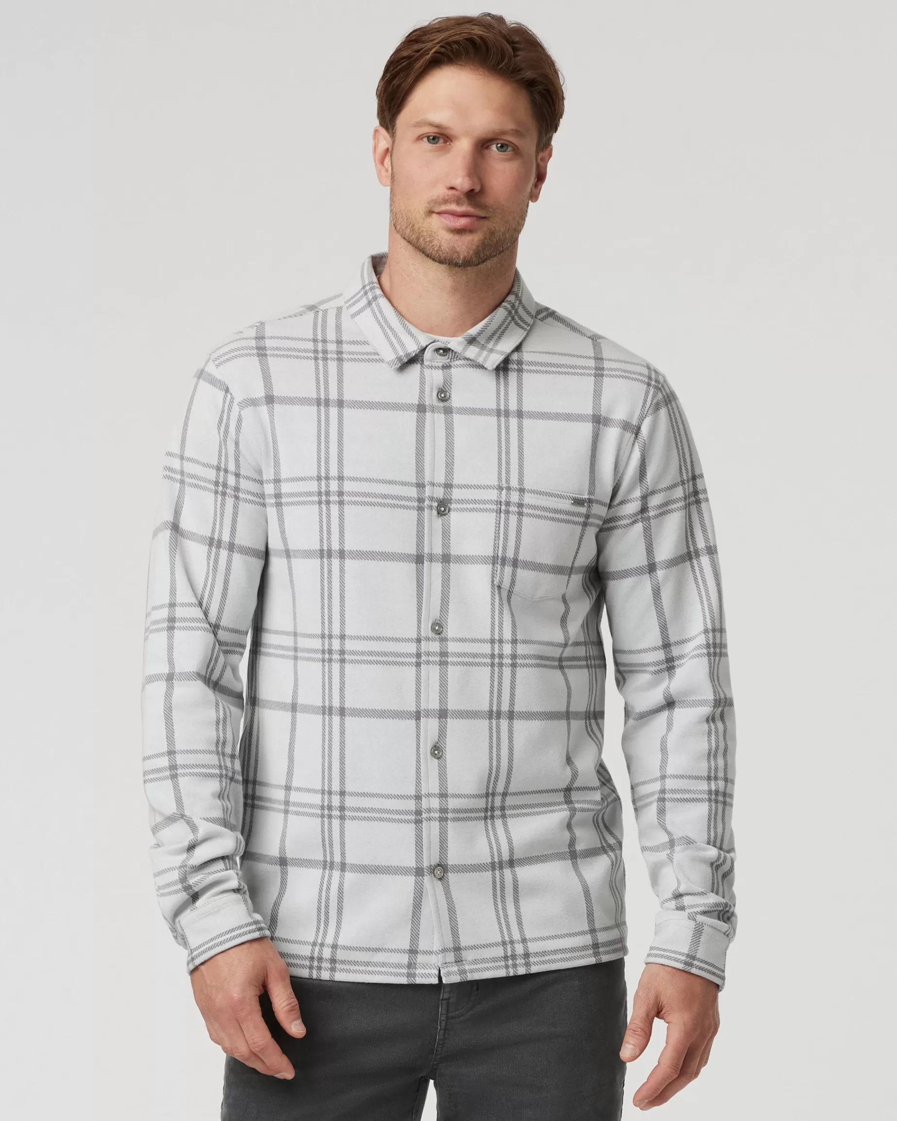 Vuori Seaview Plaid Button Down Shirt FrostGrey New