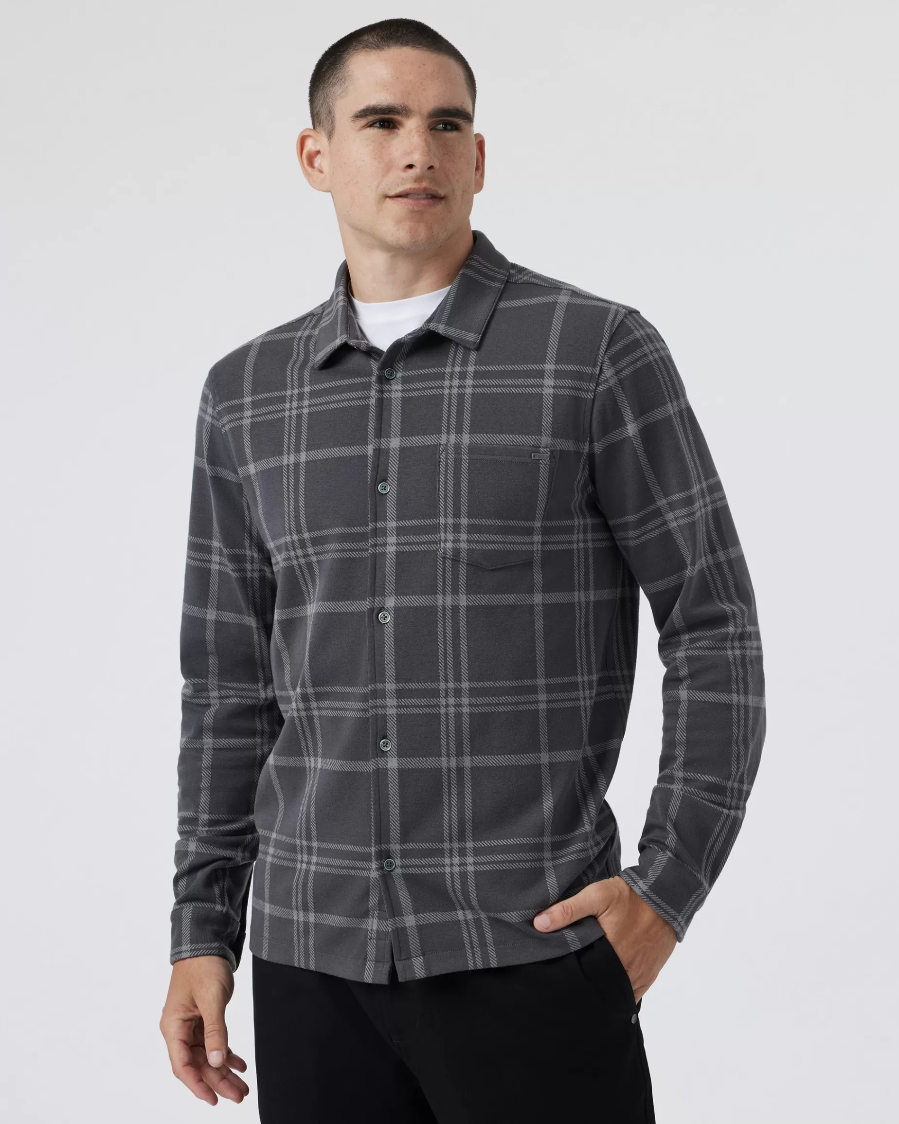 Vuori Seaview Plaid Button Down Shirt DarkPewter Outlet