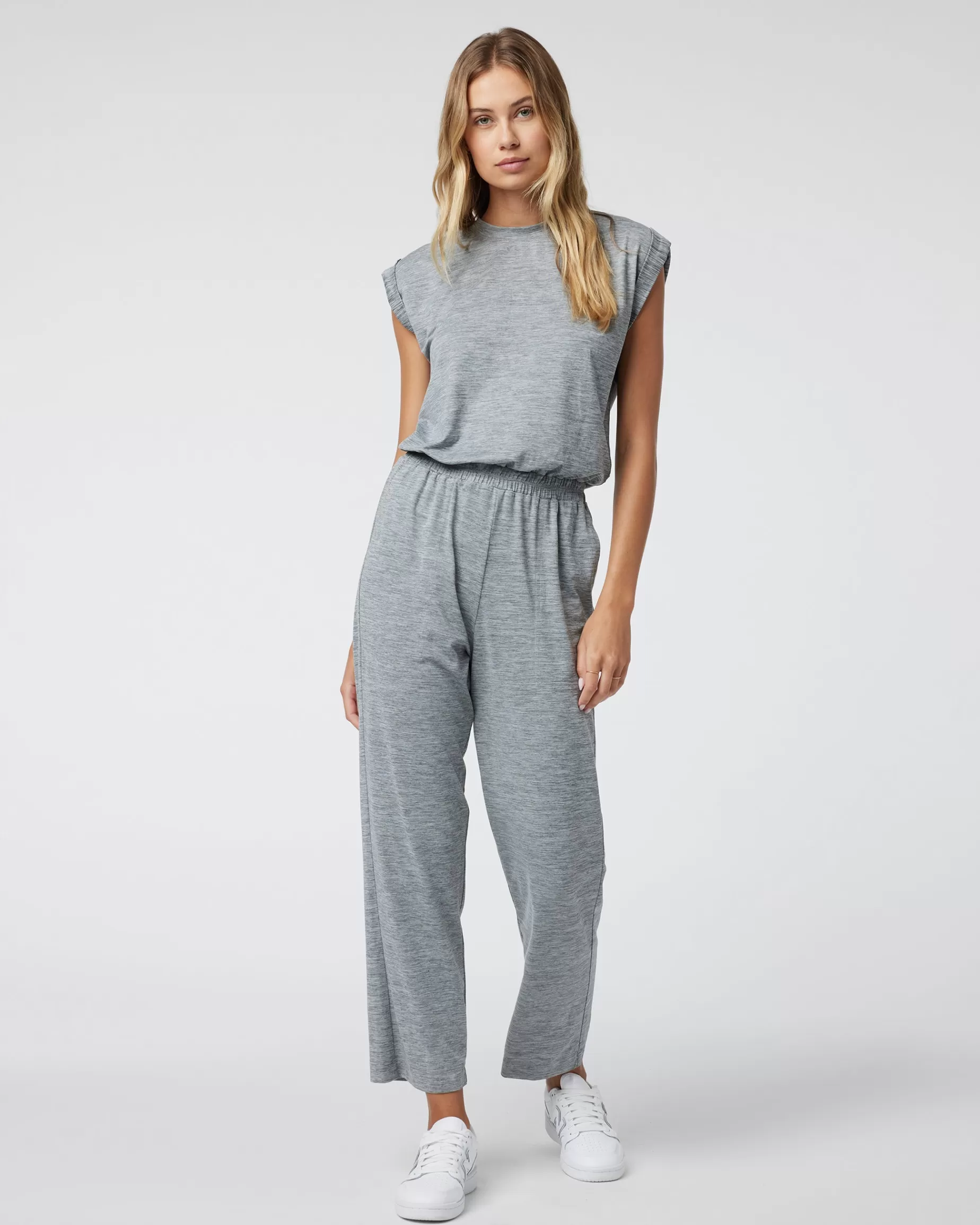 Vuori Short Sleeve Lux Crew Jumpsuit MallorcaHeather Flash Sale