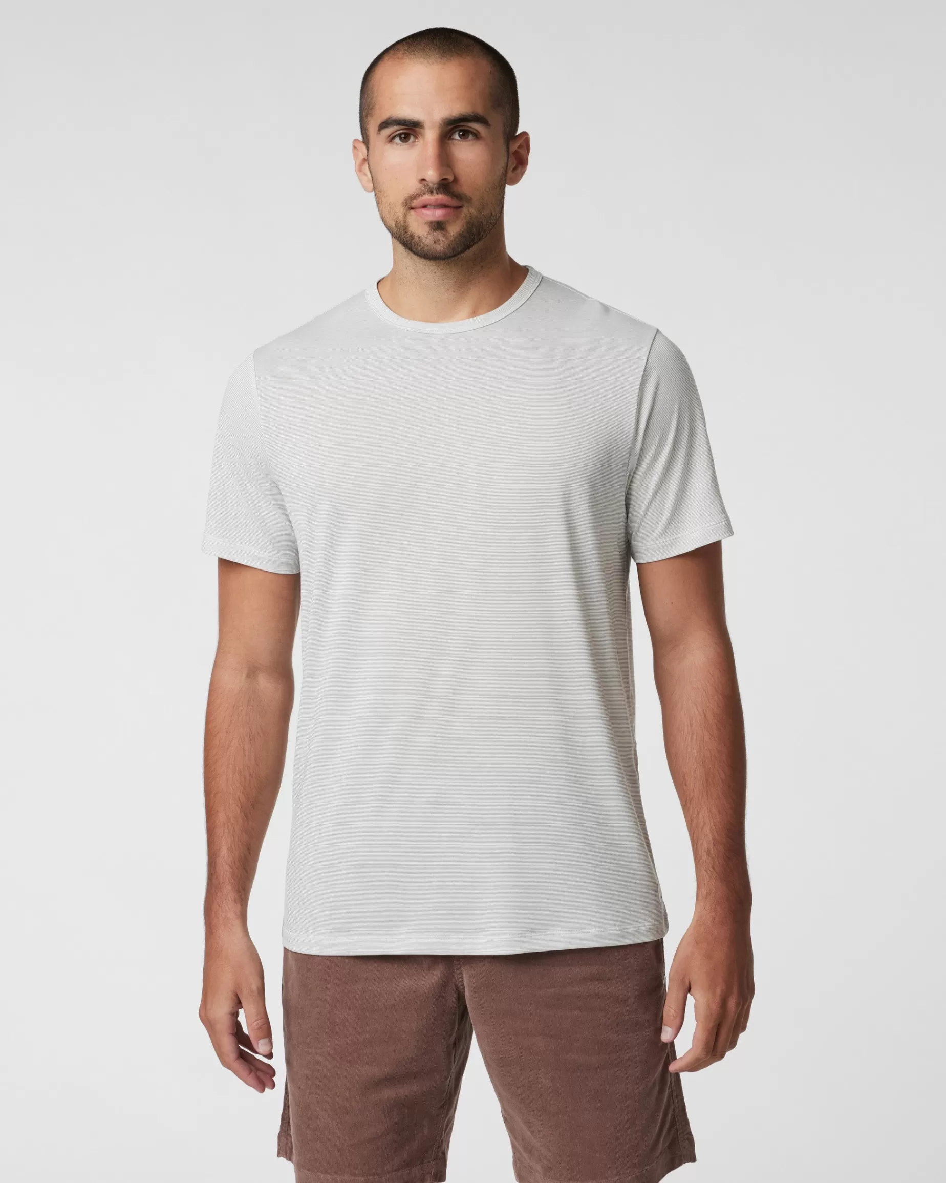 Vuori Short Sleeve Marina Stripe Tee LightGrey Clearance