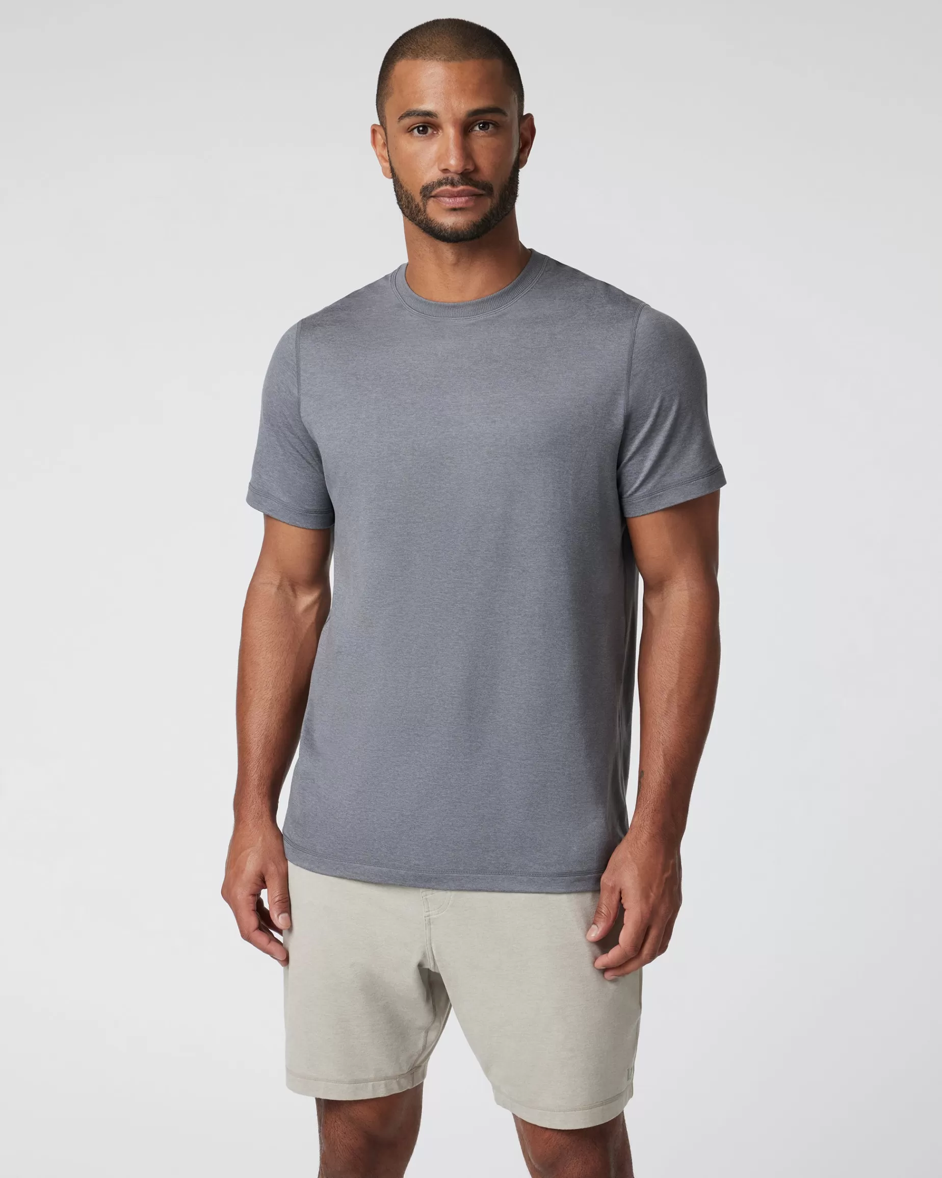 Vuori Short Sleeve Ponto Performance Tee ZincHeather Fashion