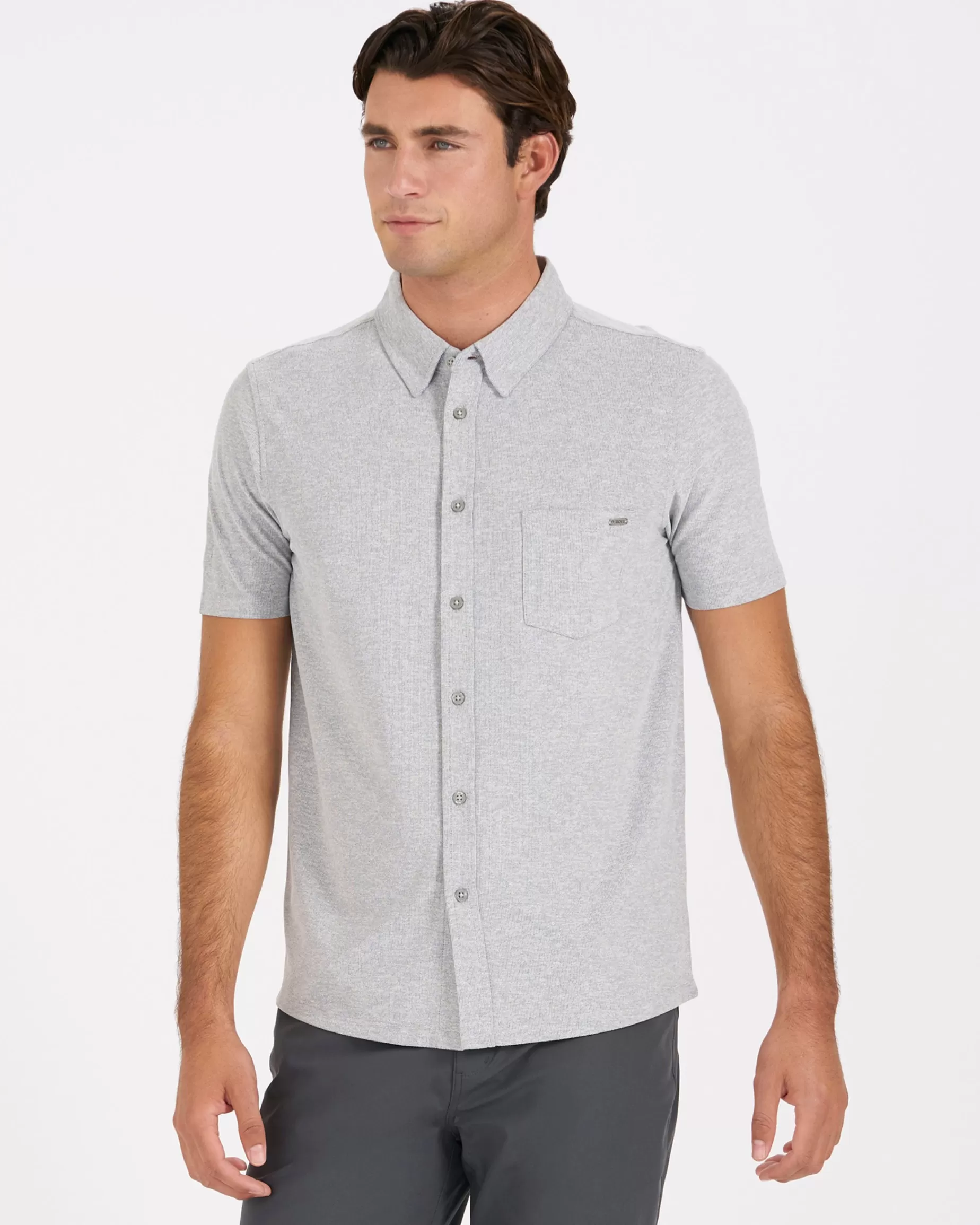 Vuori Short-Sleeve Ace Button Down LightGrey Shop